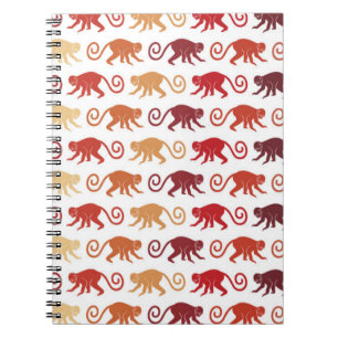 Caderno Espiral Teste padrão vermelho dos macacos