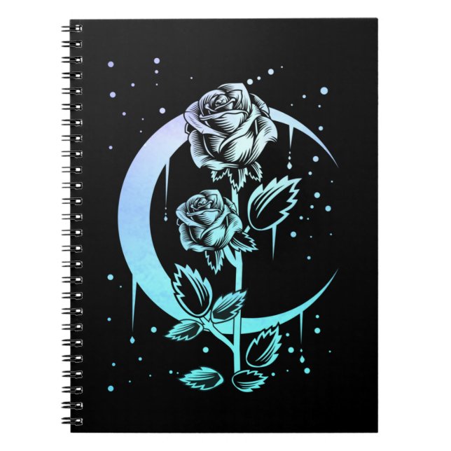 Caderno Espiral Testemunha da Crescente Flor da Lua Gótica (Frente)