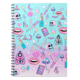 Caderno Espiral Testemunha Pastel Gótico Girly Creepy Cute Kawaii