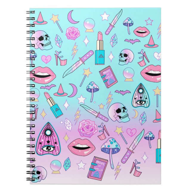 Caderno Espiral Testemunha Pastel Gótico Girly Creepy Cute Kawaii (Frente)