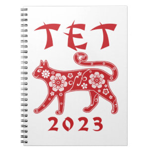 Caderno Espiral Tet 2023 Vietnamita Ano Novo do Gato