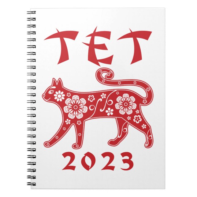 Caderno Espiral Tet 2023 Vietnamita Ano Novo do Gato (Frente)