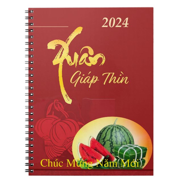 Caderno Espiral Tet Chuc Mung Nam Moi Feliz ano novo Xuan 2024 (Frente)