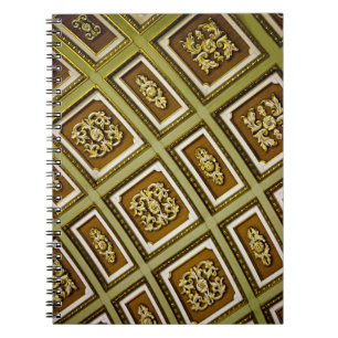 Caderno Espiral Teto da Catedral Verde e Castanho Fotografado