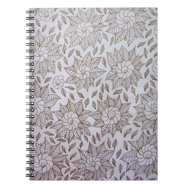 Caderno Espiral Têxteis florais brancos e negros (Frente)