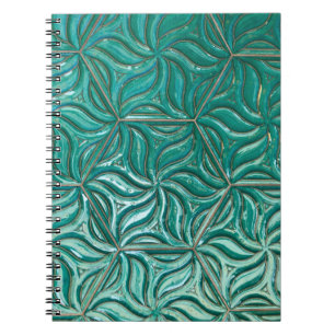 Caderno Espiral Têxtil de parede de azulejo cerâmico turquesa, abs