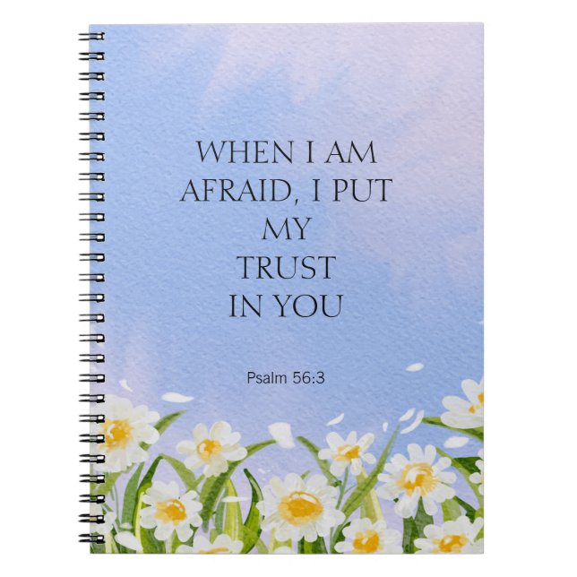 Caderno Espiral Texto 2024 JW Ano Salm 56:3 floral branco (Frente)