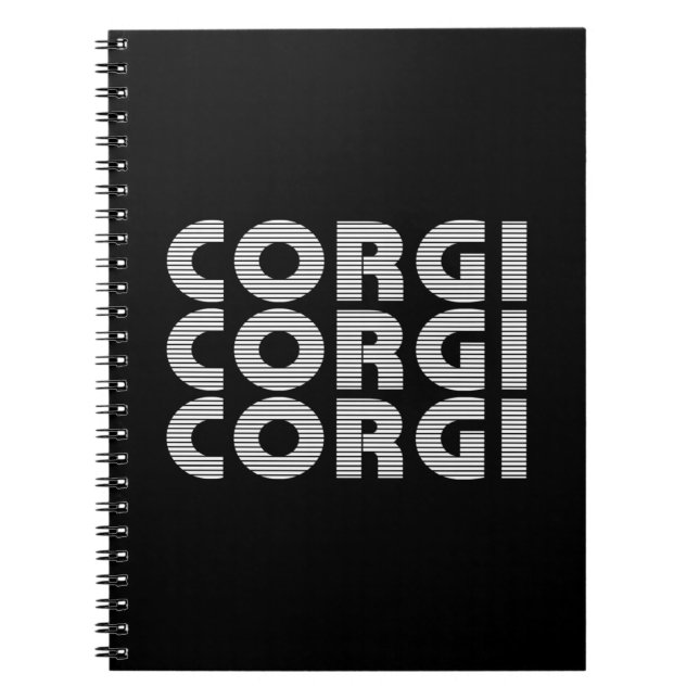 Caderno Espiral Texto Branco Moderno do Corgi (Frente)
