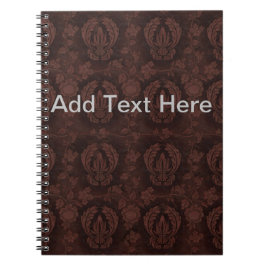 Caderno Espiral Texto castanho de couro