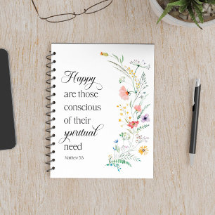 Caderno Espiral Texto de 2026 JW com Flores de primavera Matthew 5