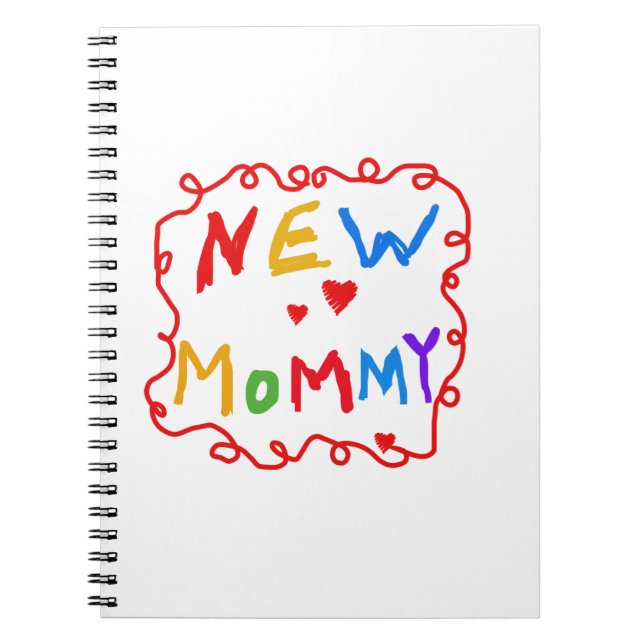 Caderno Espiral Texto de Cores Primárias Novas Ofertas de Mamãe (Frente)