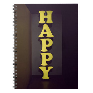 Caderno Espiral Texto de Palavra do Tipo Feliz de Imagem de Símbol