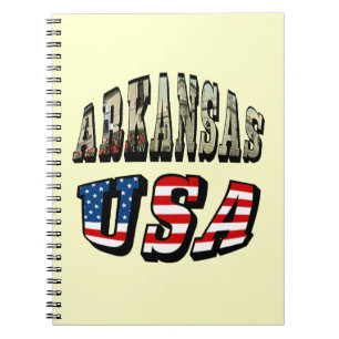Caderno Espiral Texto de Sinalizador de Arkansas Picture e EUA