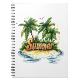Caderno Espiral Texto de Verão - Ilha Tropical de Verão