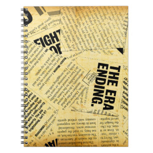 Caderno Espiral Texto do jornal com papel antigo