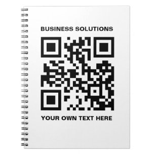 Caderno Espiral Texto e código de QR frontal personalizados