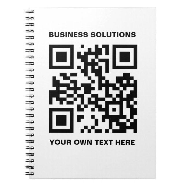 Caderno Espiral Texto e código de QR frontal personalizados (Frente)