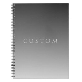 Caderno Espiral Texto Elegante em Gradiente Ombre Cinza Moderno Si