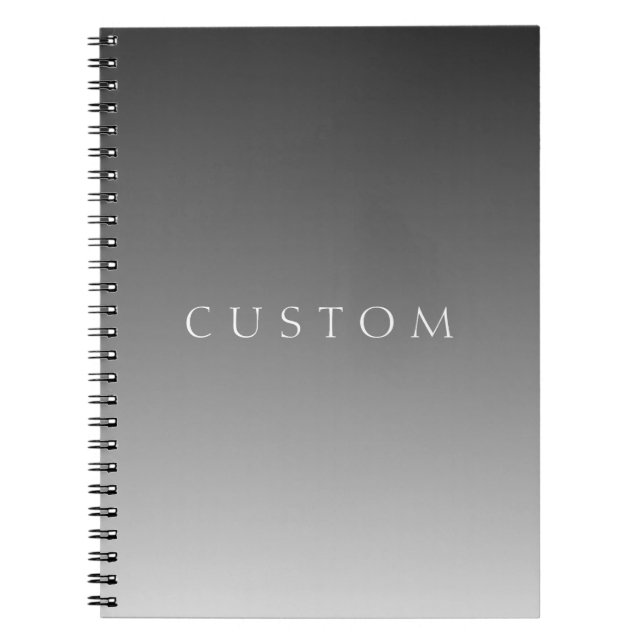 Caderno Espiral Texto Elegante em Gradiente Ombre Cinza Moderno Si (Frente)