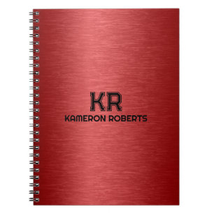 Caderno Espiral Texto Metálico Vermelho Texto Preto Personalizado