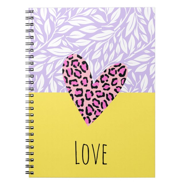 Caderno Espiral Texto personalizado Bloco de cor grafik vibrante e (Frente)