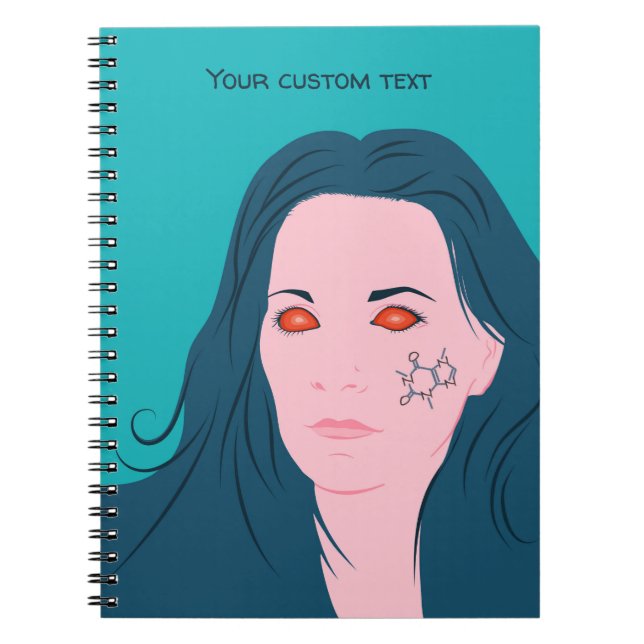 Caderno Espiral Texto Personalizado Da Tatuagem De Cafeína Do Café (Frente)