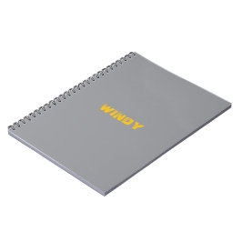 Caderno Espiral Texto personalizado desbotado amarelo em cinza 