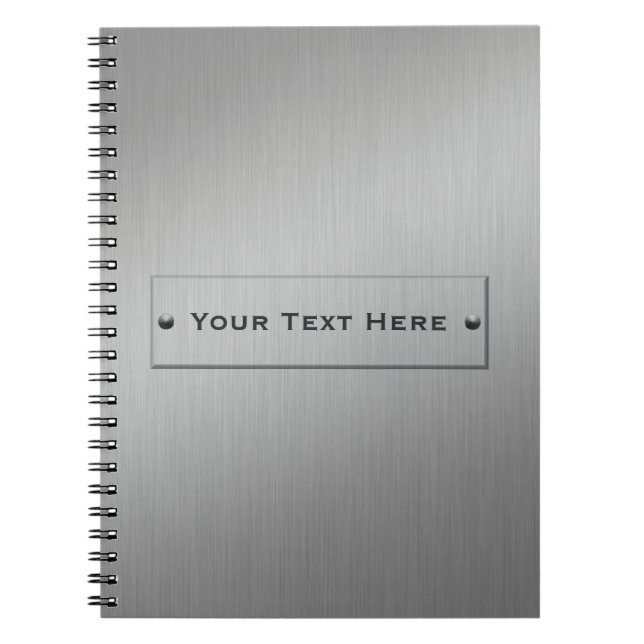 Caderno Espiral Texto personalizado do Metal Look (Frente)