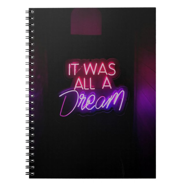 Caderno Espiral Texto Rosa Púrpura Arte Era Tudo Um Sinal De Sonho (Frente)