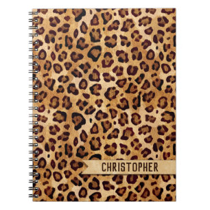 Caderno Espiral Texto Rústico: Leopard Print Add Name