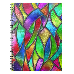 Caderno Espiral Textura 3D De Padrão De Vidro Colorido