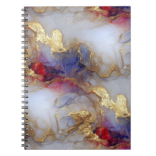 Caderno Espiral Textura Abstrata de Tinta a Álcool com Acentos Dou