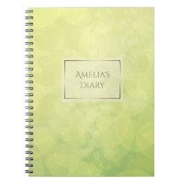 Caderno Espiral Textura abstrata do limão do verde do bokeh. Nome