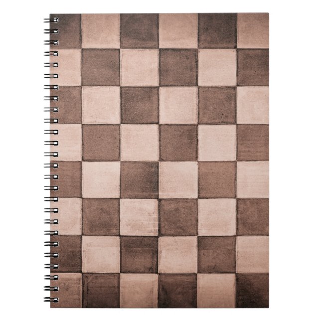 Caderno Espiral Textura antiga da parede de caroço preto e branco (Frente)