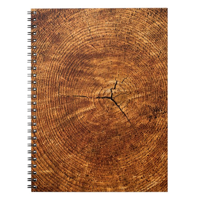 Caderno Espiral Textura anual de anéis de madeira (Frente)