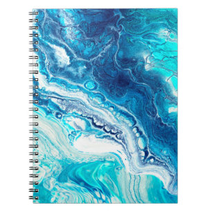 Caderno Espiral Textura azul de mármore líquido