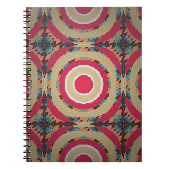 Caderno Espiral Textura bege, rosa e azul. Abstrato. H (Frente)