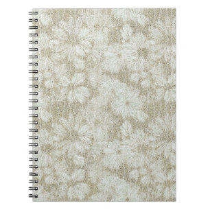 Caderno Espiral Textura Cremosa de Veludo Floral Margarida