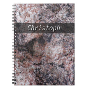Caderno Espiral Textura da rocha Pinkish com algum texto