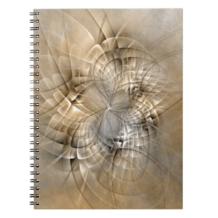 Caderno Espiral Textura de Arte Fractal Moderna Abstrata Tons da T