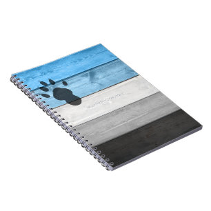 Caderno Espiral textura de caixa de madeira com pata de lontra do