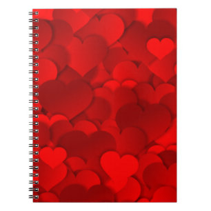 Caderno Espiral Textura de corações vermelhos