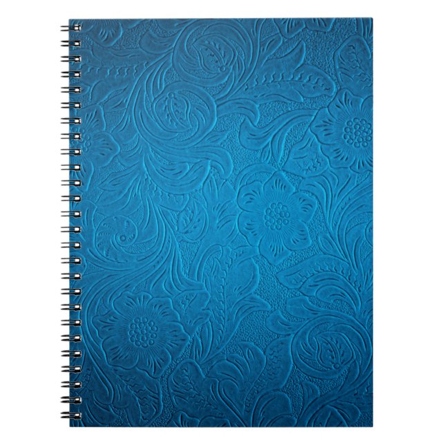 Caderno Espiral Textura de couro azul (Frente)