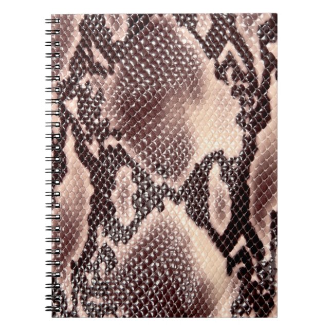 Caderno Espiral Textura de couro de serpente castanha (Frente)