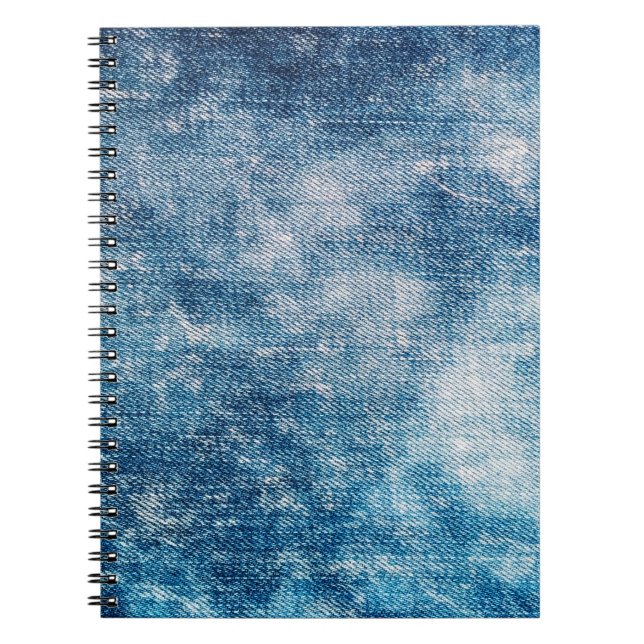 Caderno Espiral Textura de denim com jeans azuis (Frente)