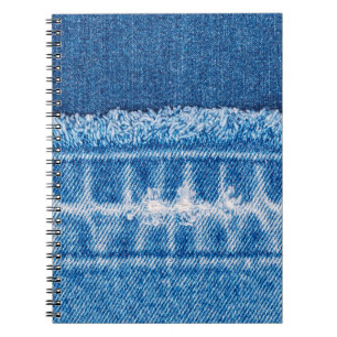 Caderno Espiral Textura de denim de jeans azuis