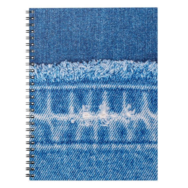 Caderno Espiral Textura de denim de jeans azuis (Frente)