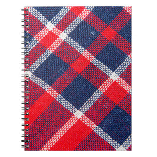 Caderno Espiral Textura de lã de azul vermelho.
