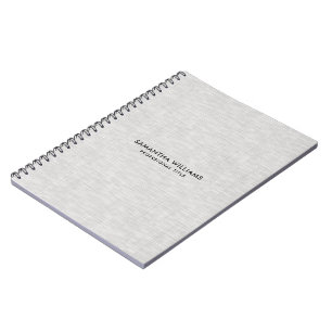 Caderno Espiral Textura de Linho Cinza Claro Minimalista