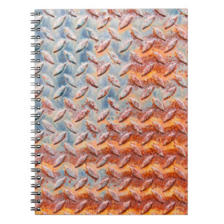 Caderno Espiral Textura de malha metálica enferrujada. Fechamento 
